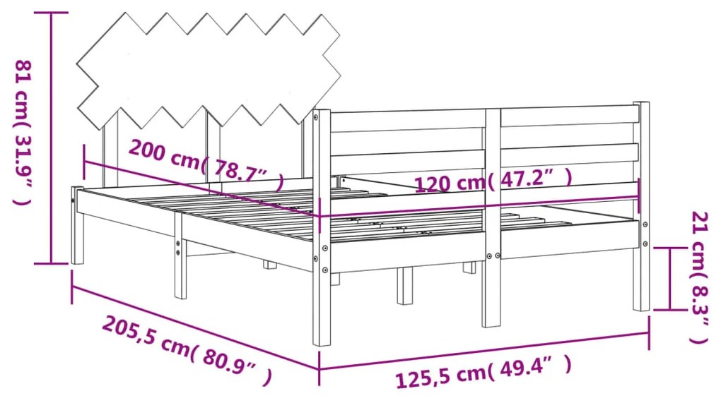 ΠΛΑΙΣΙΟ ΚΡΕΒΑΤΙΟΥ ΜΕ ΚΕΦΑΛΑΡΙ ΛΕΥΚΟ 120X200 ΕΚ. ΜΑΣΙΦ ΞΥΛΟ 3195282