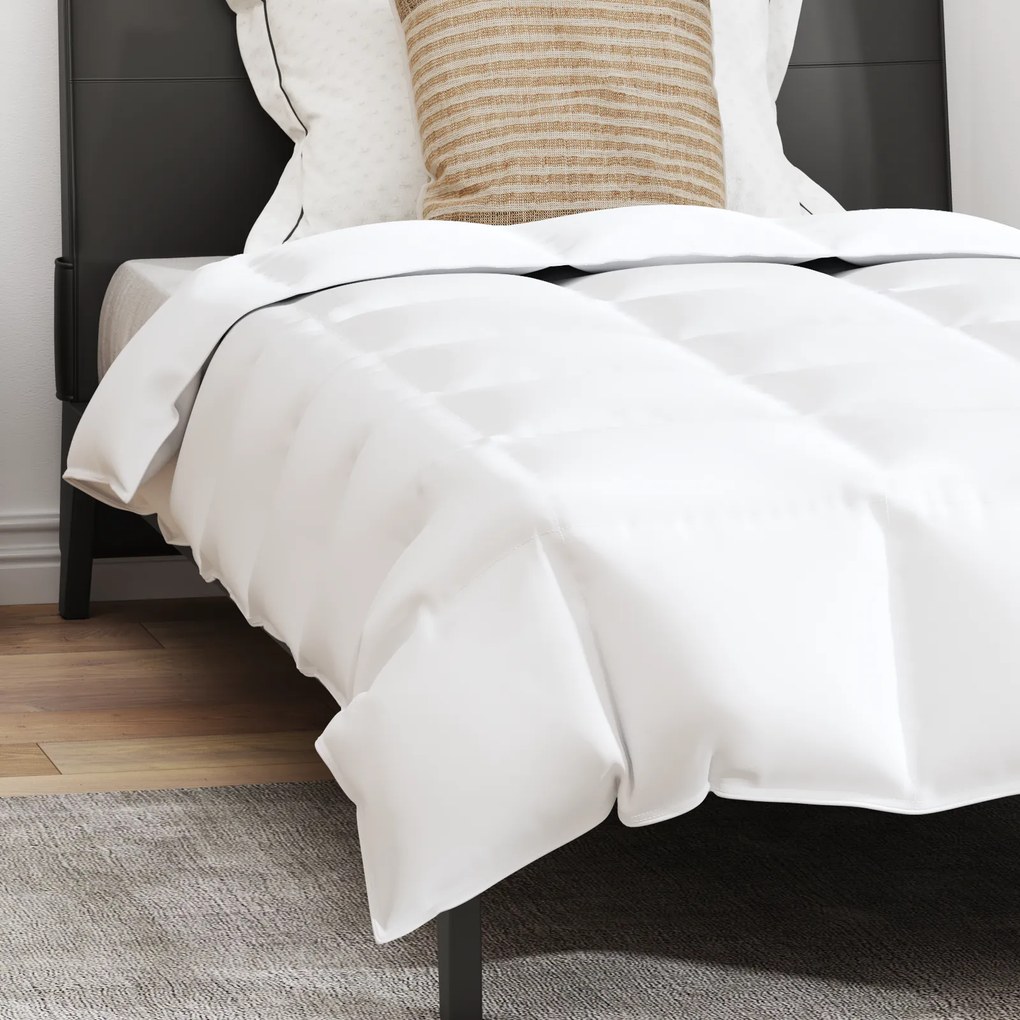vidaXL Πάπλωμα με μαξιλάρι 2 pcs Λευκό 135 x 200 cm Πούπουλο