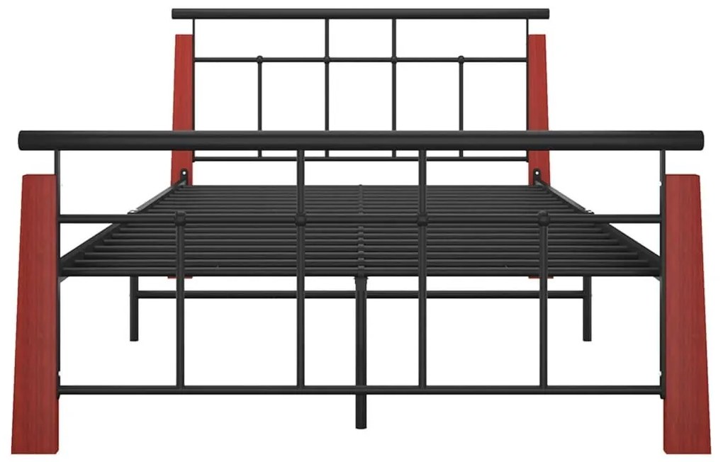 Πλαίσιο Κρεβατιού 120 x 200 εκ. Μέταλλο/Μασίφ Ξύλο Δρυός - Μαύρο