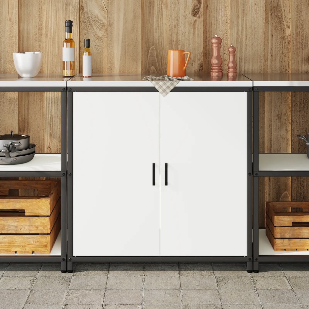 vidaXL Ντουλάπα Αποθήκευσης Κουζίνας Λευκό 60 x 50 x 92 εκ. Ατσάλι