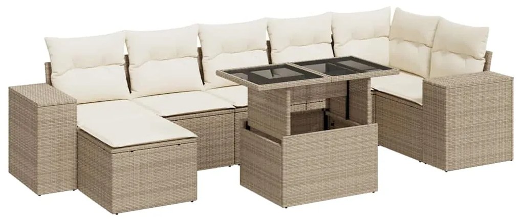 vidaXL Σαλόνι Κήπου Σετ 8 τεμ. Μπεζ Συνθετικό Ρατάν με Μαξιλάρια