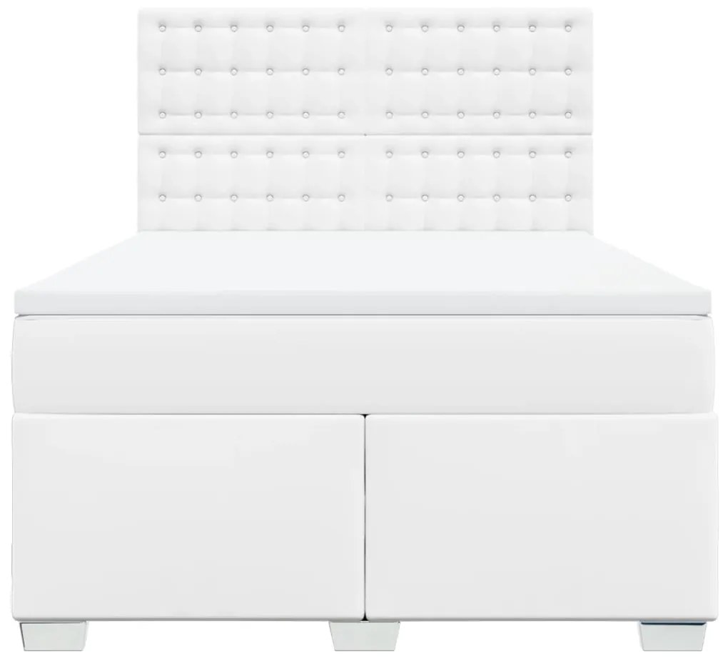 vidaXL Κρεβάτι Boxspring με Στρώμα Λευκό 140x200εκ.από Συνθετικό Δέρμα