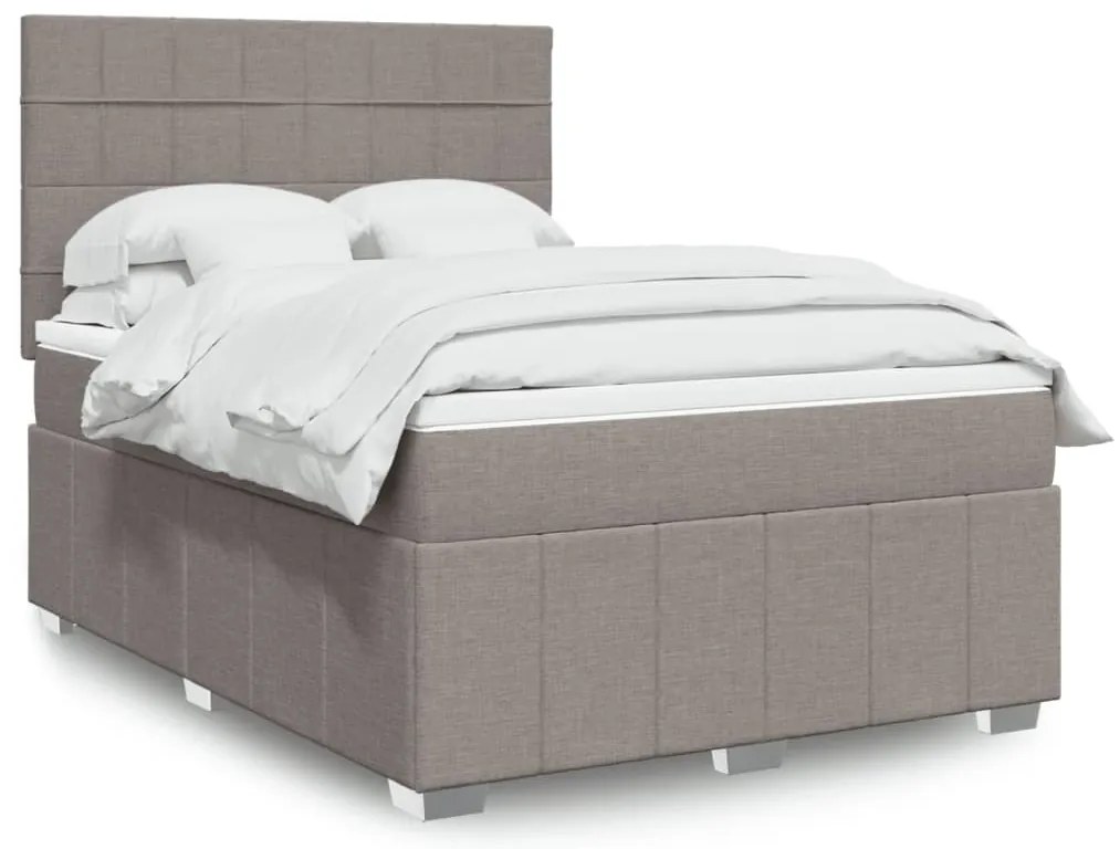 vidaXL Κρεβάτι Boxspring με Στρώμα Taupe 160x200 εκ. Υφασμάτινο