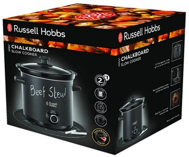 Ηλεκτρική Γάστρα Russell Hobbs 24180-56 Επίστρωση σκόνης ματ μαύρης κιμωλίας, 3,5 λίτρα, Κεραμικό δοχείο, 3 προγράμματα, Μαύρο