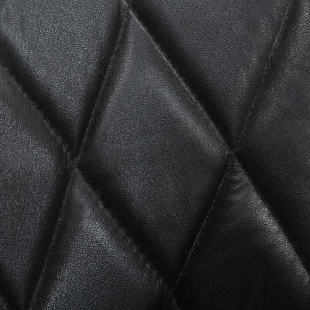 Πολυθρόνα Μπάρελ Μαύρη από Γνήσιο Δέρμα και Μασίφ Ξύλο Μάνγκο - Μαύρο