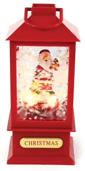 "PLASTIC SNOWY MUSIC SANTA LANTERN", 2 MINI LED ΛΑΜΠΑΚ. WW, ΜΠΑΤ. (3ΑAΑ),IP20, 10Χ10Χ20CM ACA X0721106B