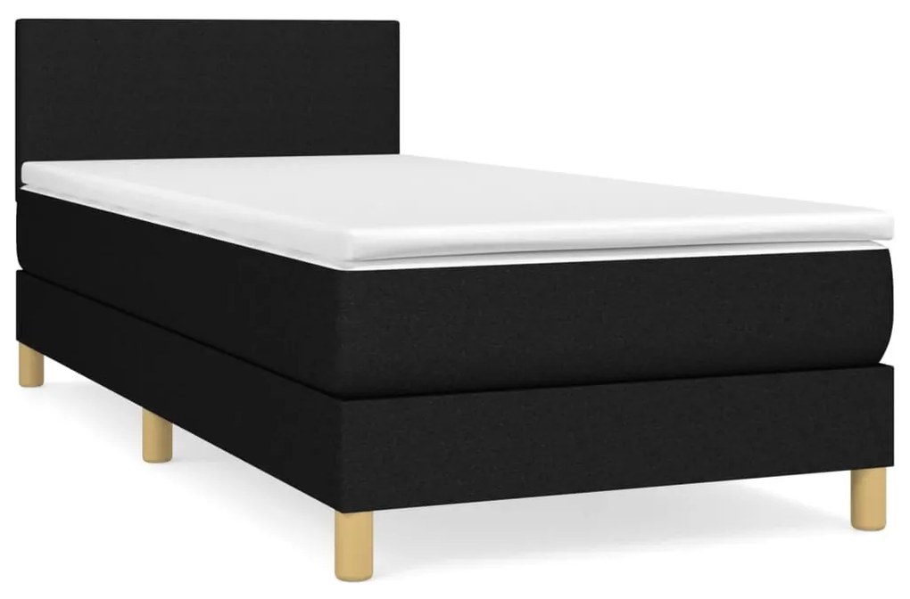 vidaXL Κρεβάτι Boxspring με Στρώμα Μαύρο 100 x 200 εκ. Υφασμάτινο