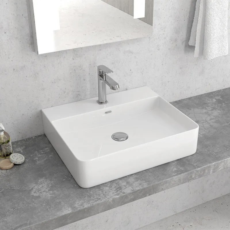KARAG LT2173-S Νιπτήρας Επικαθήμενος Λευκό Πορσελάνη 50x42x12cm