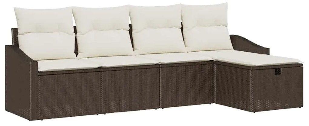vidaXL Σετ Καναπέ με μαξιλάρι με αποθήκευση 5 pcs Καφέ συνθετικό ρατάν