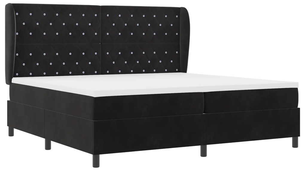 vidaXL Κρεβάτι Box Spring με Στρώμα Μαύρο 200x200 εκ. Βελούδο