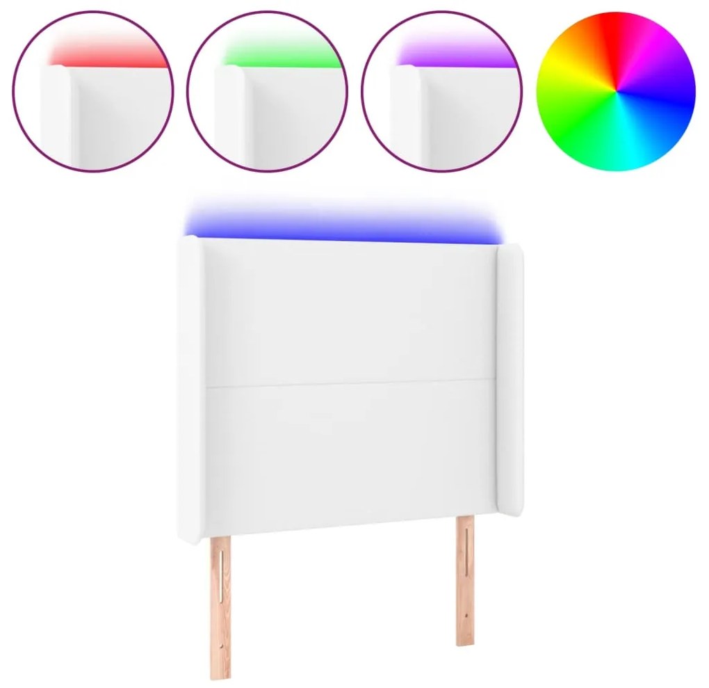 Κεφαλάρι Κρεβατιού LED Λευκό 103x16x118/128 εκ. Συνθετ. Δέρμα 3123853