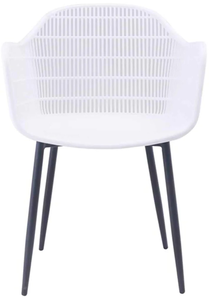 Πολυθρόνα BERRY Μεταλλική Μαύρη/PP-UV Λευκό 58x58x85cm (Σετ 4 ΤΕΜ)