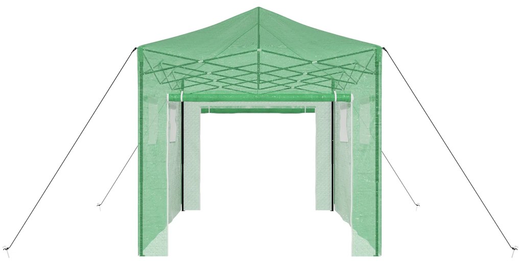 vidaXL Θερμοκήπιο με στέγη Πράσινο 280 x 410 x 315 εκ Ατσάλι