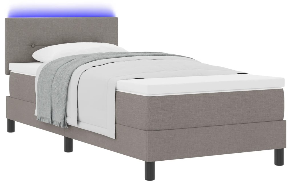 vidaXL Κρεβάτι Box Spring με Στρώμα & LED Ταμπά 100x200 εκ. Υφάσματος