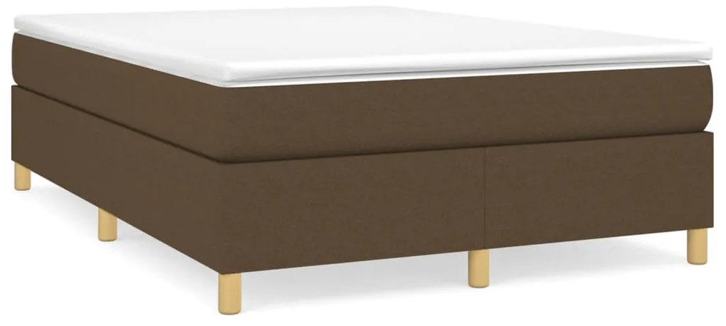 vidaXL Κρεβάτι Boxspring με Στρώμα Σκούρο Καφέ 140x190 εκ. Υφασμάτινο