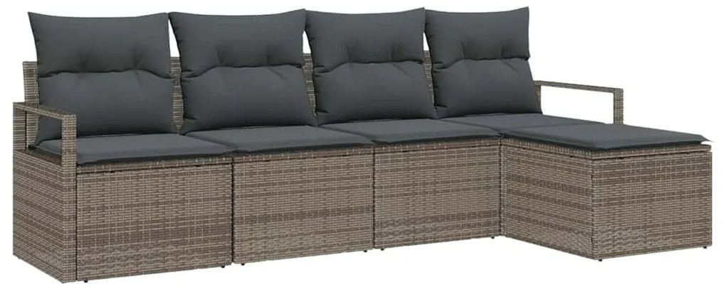 vidaXL Σετ Καναπέ Κήπου 5 pcs Γκρι Πολυ rattan, βαμμένο ατσάλι