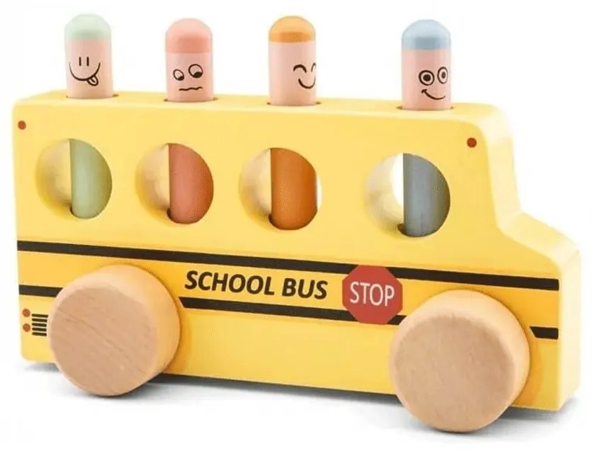 Παιδικό Παιχνίδι Pop Up School Bus CT10547 2 Ετών + 18,5x7,2 9,5cm Yellow-Multi New Classic Toys