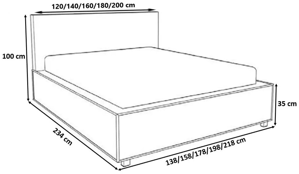 Επενδυμένο κρεβάτι Ivory-Gkri-120 x 200