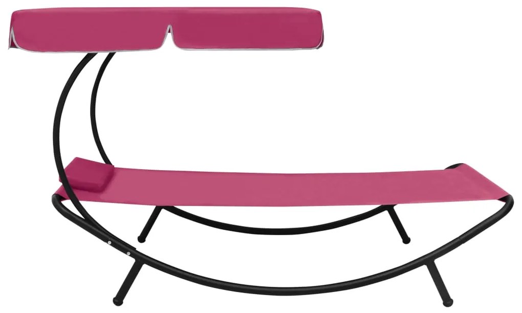 vidaXL Ξαπλώστρα - Κρεβάτι Ροζ με Σκίαστρο και Μαξιλάρι