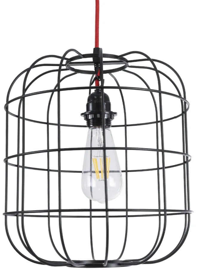 GloboStar PARROT 01099 Μοντέρνο Industrial Κρεμαστό Φωτιστικό Οροφής Μονόφωτο 1 x E27 AC220-240V - Φ28 x Υ30cm - Μαύρο Μεταλλικό Πλέγμα - 5 Χρόνια Εγγύηση - 01099