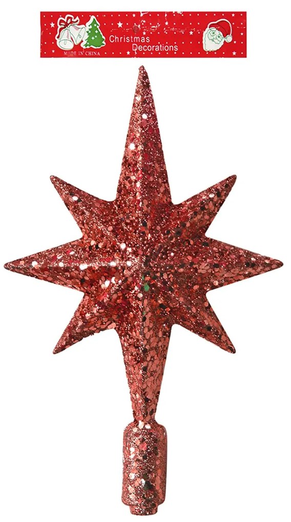 Κορυφή πεφταστέρι glitter 25cm Xmasfest 11347 ΚΟΚΚΙΝΟ 93-27-RED