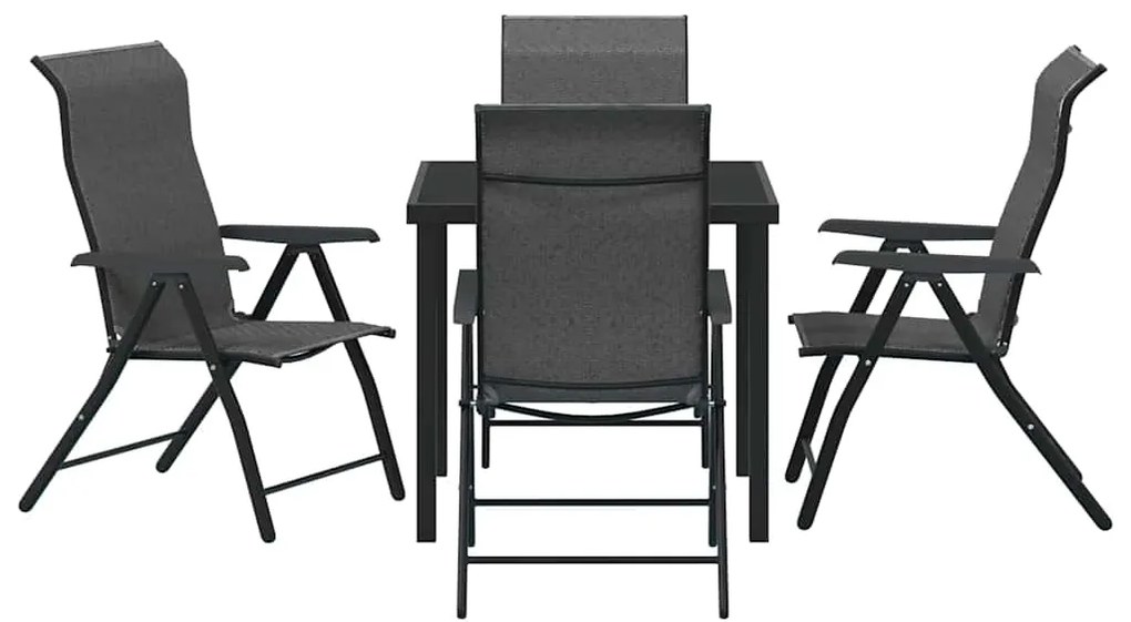 vidaXL Σέτ φαγητού για κήπο 5 pcs Γκρι Χάλυβας με επίστρωση πούδρας