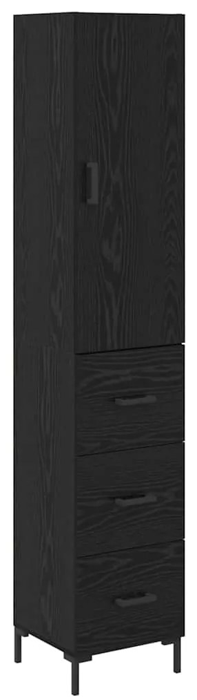 vidaXL Highboard Μαύρη Οξυά 34,5 x 34 x 180 εκ. Επεξεργασμένο ξύλο