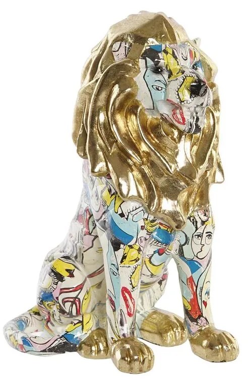 Διακοσμητική Φιγούρα DKD Home Decor Χρυσό Λέων Ρητίνη Πολύχρωμο Σύγχρονη (21 x 14,5 x 27 cm) (15 x 21 x 27 cm)