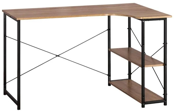 Γραφείο Merlin Δεξιά Γωνία με Ράφια σε Oak με Μαύρο Μέταλλο 120x73x75 εκ. 120x73x75 εκ.