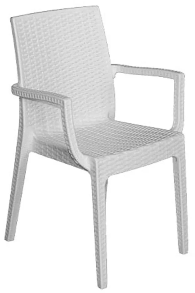Πολυθρόνα DAFNE Πλαστική Άσπρη (Rattan Look) 54x55x85cm