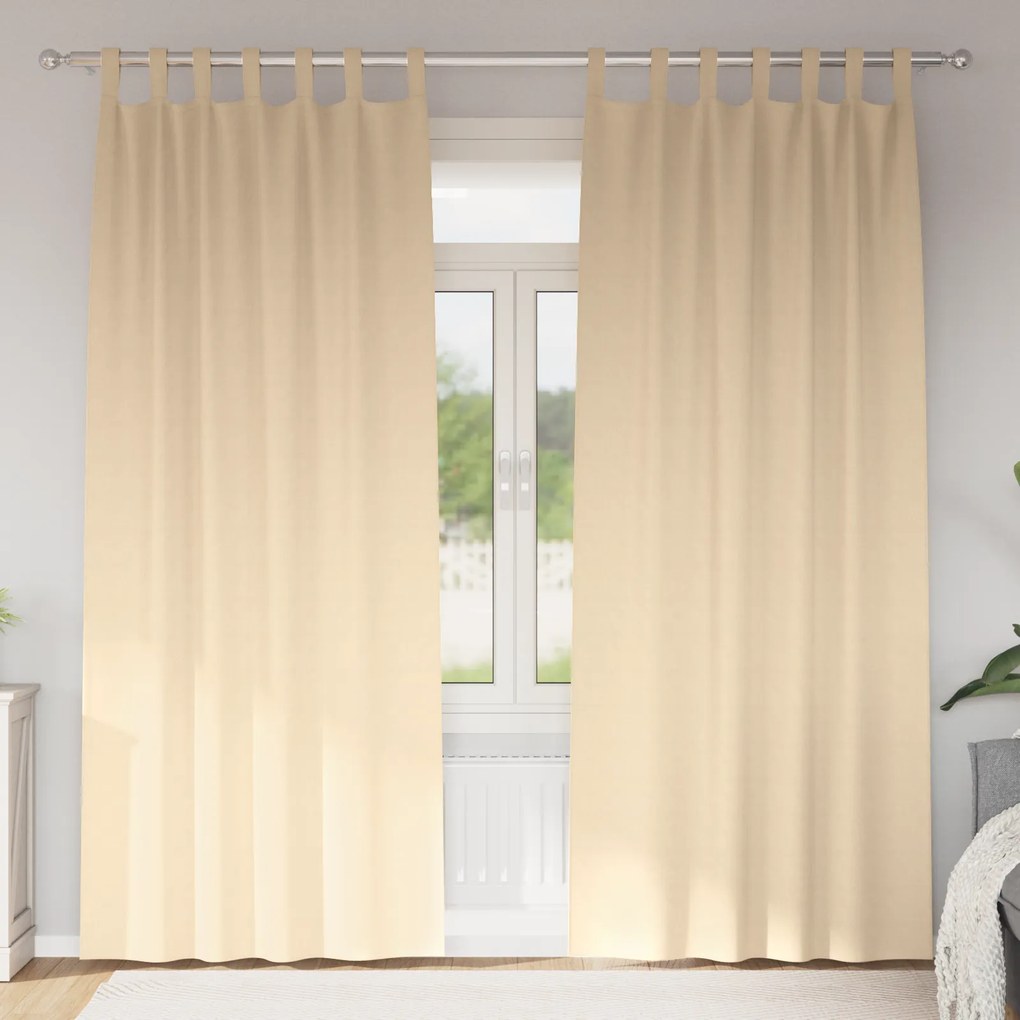 vidaXL Κουρτίνες με κουρτίνες 2 pcs Κρεμ 260 x 140 εκ. Πολυεστέρας