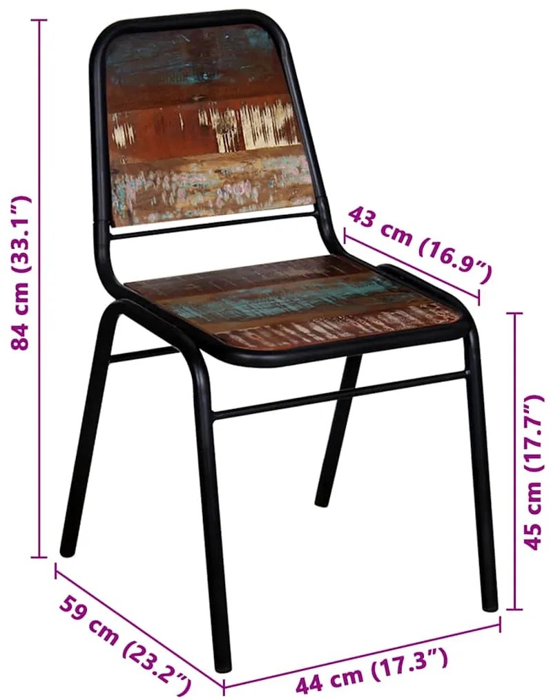 vidaXL Καρέκλες Τραπεζαρίας 4 Τεμαχίων από Μασίφ Ανακυκλωμένο Ξύλο