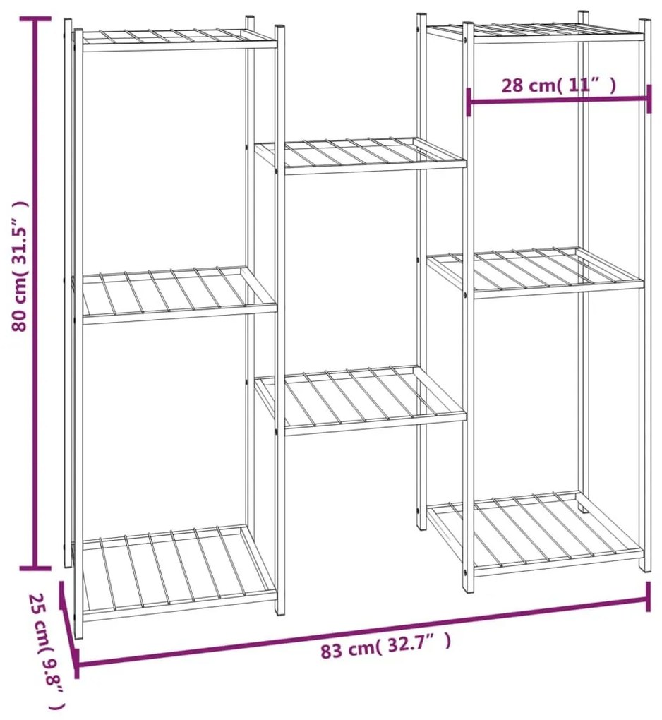 Βάση Λουλουδιών Μαύρη 83 x 25 x 80 εκ. Σιδερένια - Μαύρο