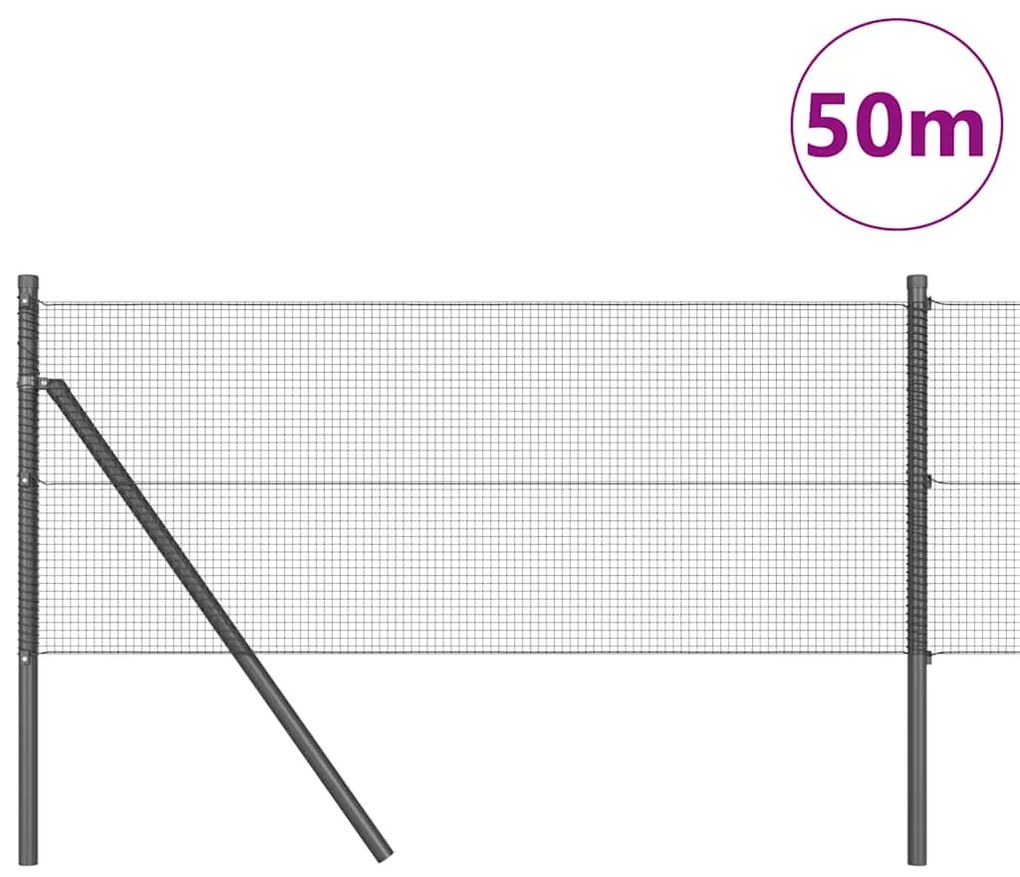 vidaXL Στύλος Περιφράξεων Γκρι 50 x 0,8 μ (12 x 12 χιλιοστά πλέγμα)