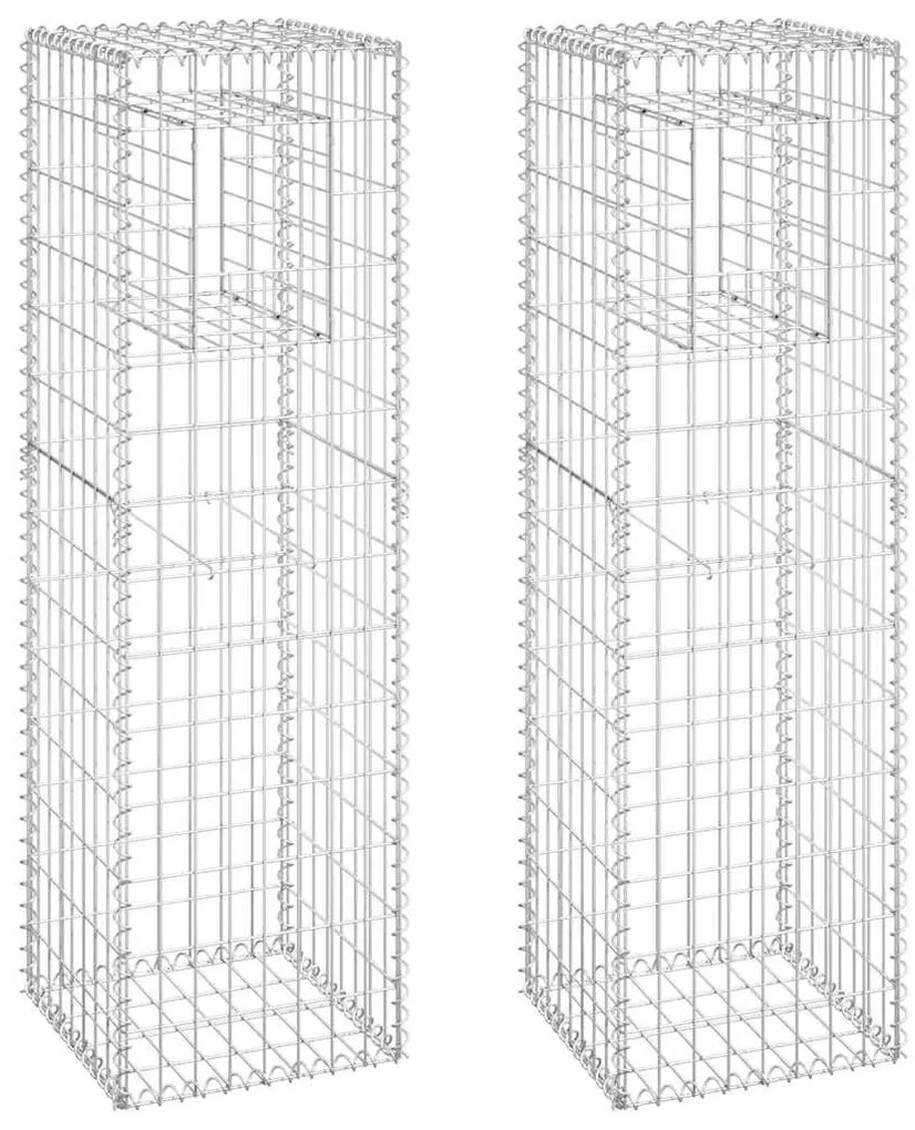 vidaXL Συρματοκιβώτια Στύλοι 2 τεμ. 40 x 40 x 140 εκ. Σιδερένιοι