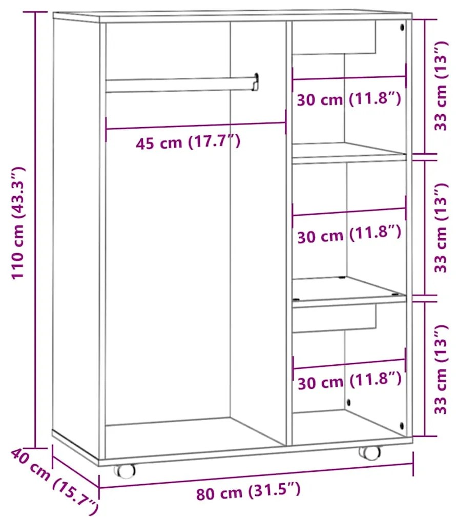 vidaXL Ντουλάπα Γκρι Sonoma 80 x 40 x 110 εκ. από Επεξεργασμένο Ξύλο