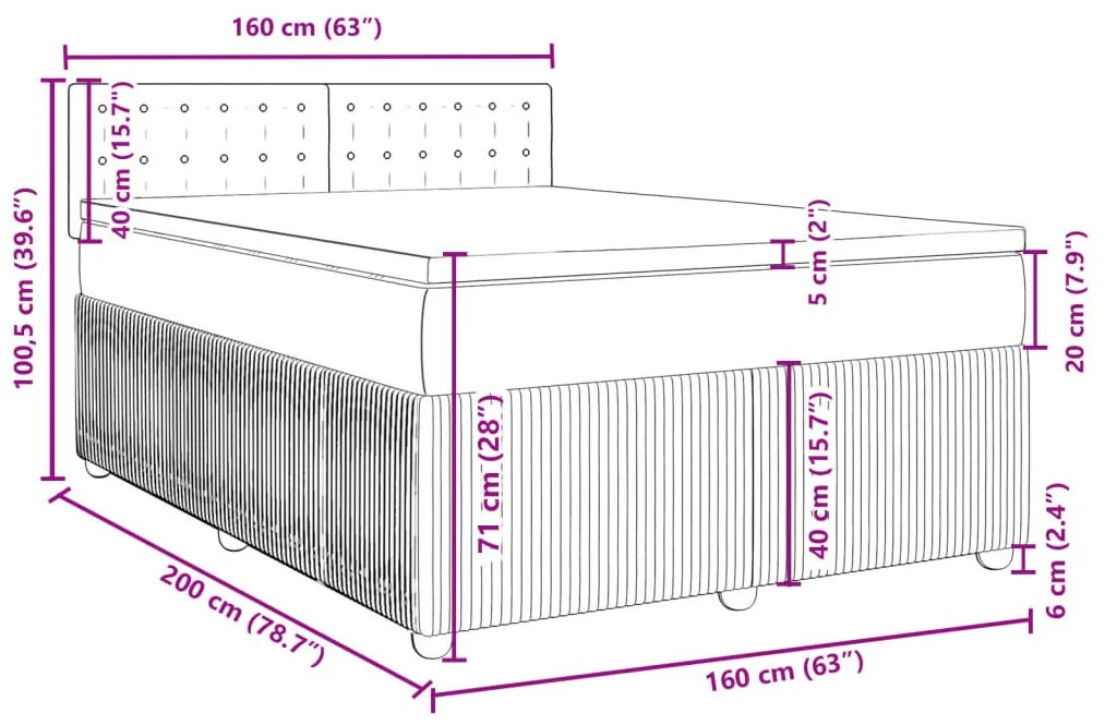 Κρεβάτι Boxspring με Στρώμα Σκούρο Πράσινο 160x200εκ. Βελούδινο - Πράσινο