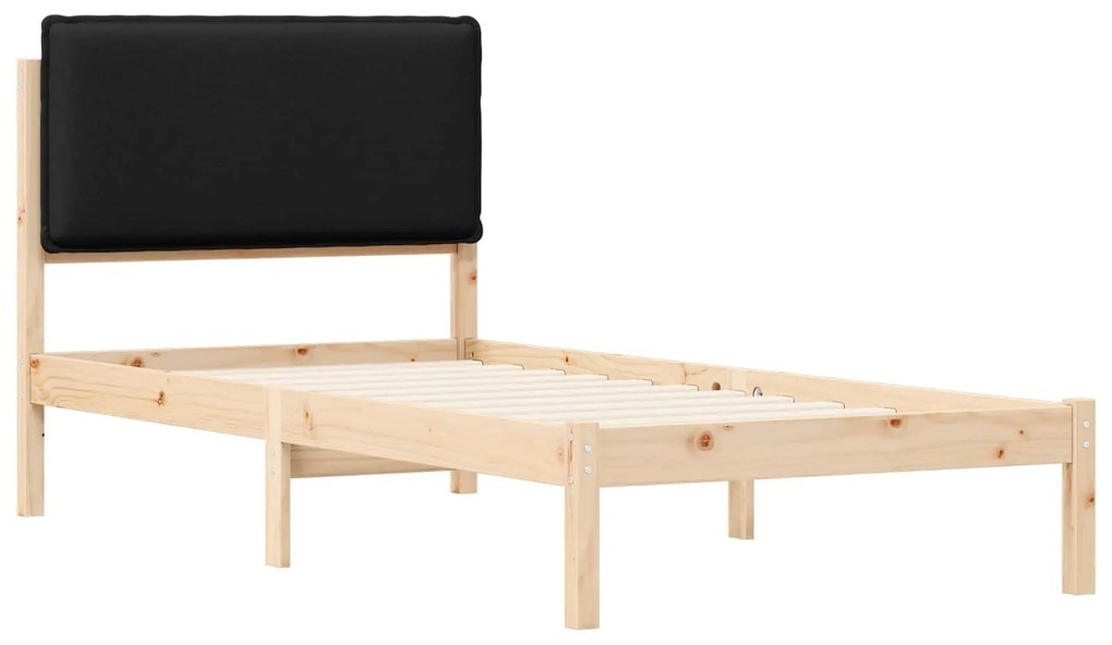 vidaXL Σκελετός Κρεβατιού με Επενδεδυμένο Κεφαλάρι Μαύρο 90 x 200 cm