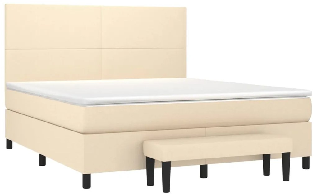 vidaXL Κρεβάτι Boxspring με Στρώμα Κρεμ 160x200 εκ. Υφασμάτινο