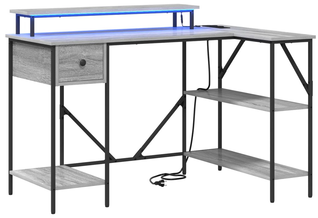vidaXL Γραφείο Γκρι sonoma 120 x 79 x 86.5 εκ. Επεξεργασμένο ξύλο