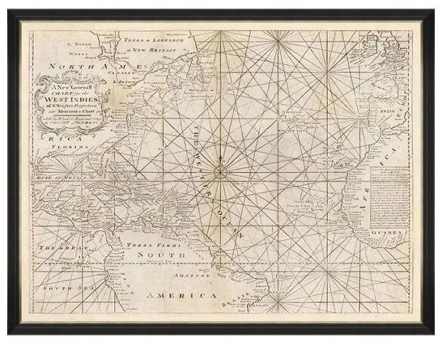 Κάδρο Map Of West Indies 1716 FA13198 120X90 MindTheGap Οριζόντιοι Wood