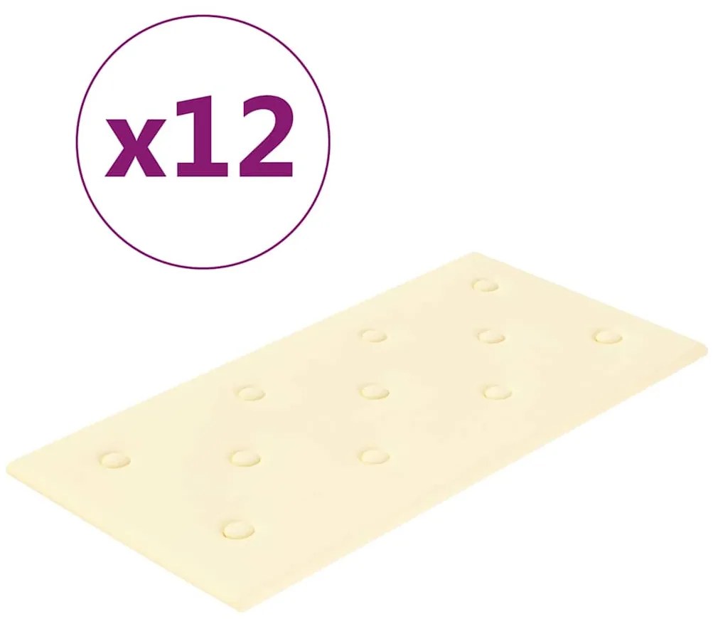 vidaXL Πάνελ Τοίχου 12 τεμ. Κρεμ 60 x 30 εκ. 2,16 μ² Συνθετικό Δέρμα