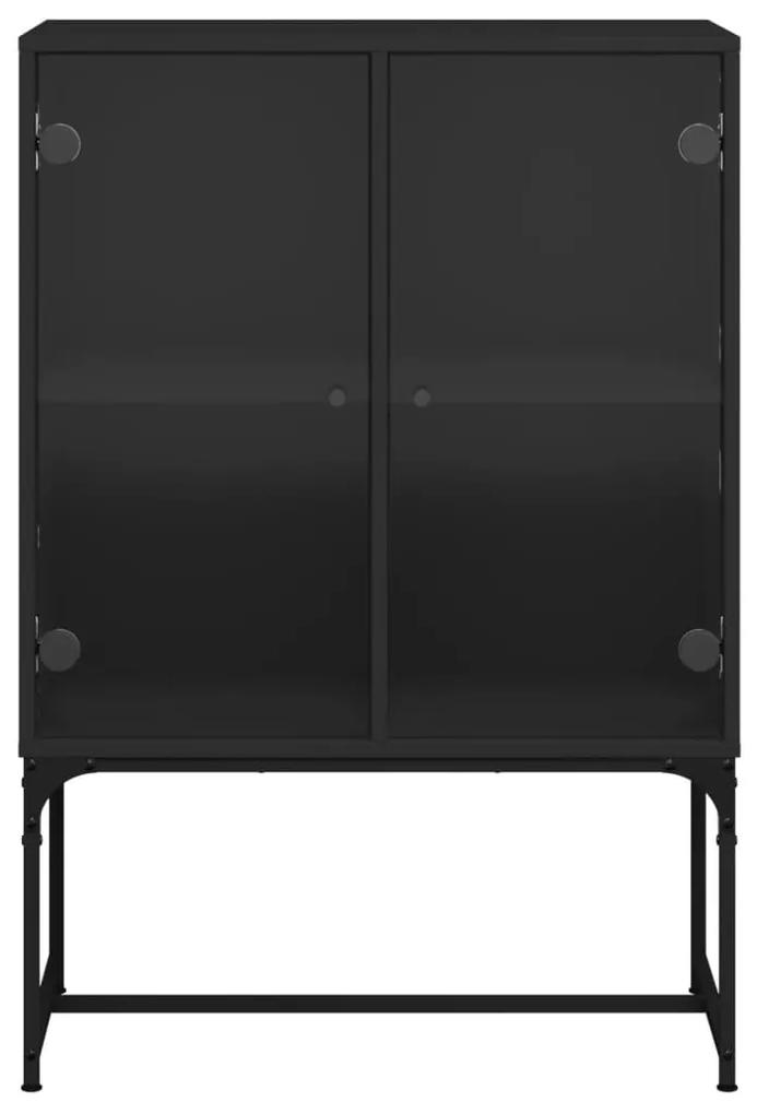 vidaXL Βοηθητικό Ντουλάπι Μαύρο 69x37x100 εκ. με Γυάλινες Πόρτες