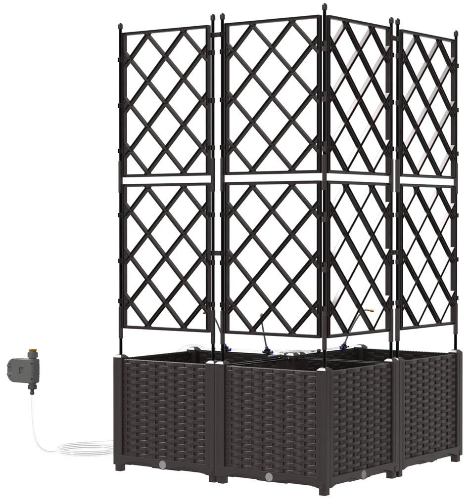 vidaXL Γλάστρες Κήπου 1 τεμ Καφασωτό Καφέ 80 x 80 x 142 cm Πλαστικό