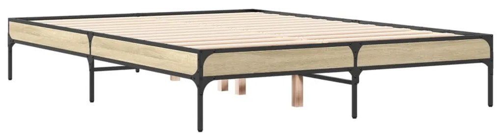 vidaXL Πλαίσιο Κρεβατιού Sonoma Δρυς 120x190 εκ. Επεξ. Ξύλο &amp; Μέταλλο