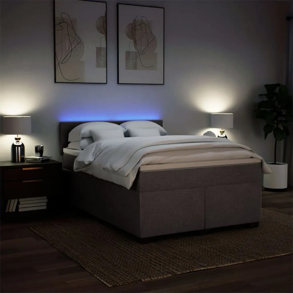 Κρεβάτι Boxspring με Στρώμα Taupe 160x200 εκ. Υφασμάτινο - Μπεζ-Γκρι