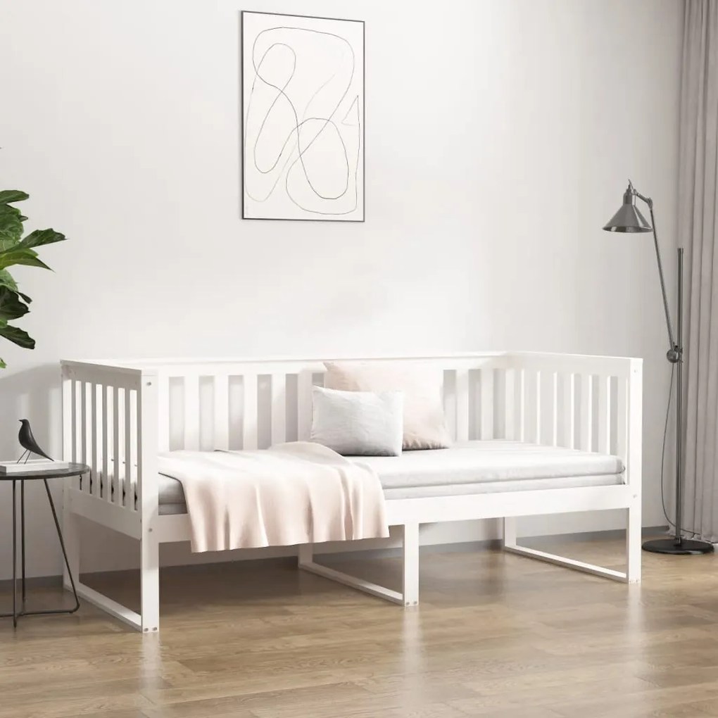 vidaXL Καναπές Κρεβάτι Χωρίς Στρώμα Λευκό 90x190 εκ. Μασίφ Ξύλο Πεύκου