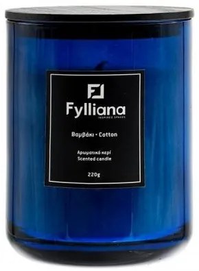 ΑΡΩΜΑΤΙΚΟ ΚΕΡΙ Fylliana FL80105 "ΒΑΜΒΑΚΙ" ΣΕ ΓΥΑΛΙΝΟ ΒΑΖΑΚΙ 220gr ΚΑΙ ΣΥΣΚΕΥΑΣΙΑ ΔΩΡΟΥ ΜΠΛΕ ΧΡΩΜΑ 8x10.5εκ 394-125-006