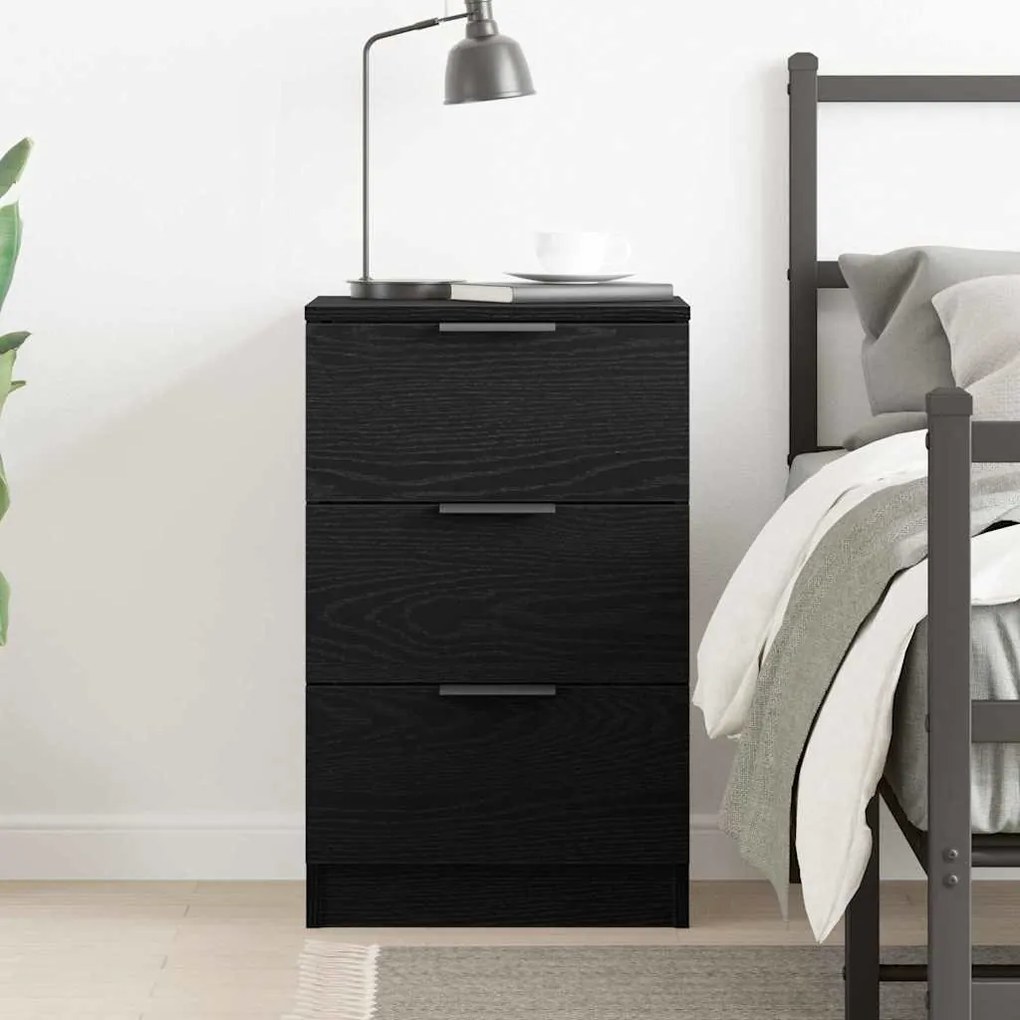 vidaXL Κομοδίνο Μαύρη δρυς 40 x 65 x 65 εκ. Επεξεργασμένο ξύλο