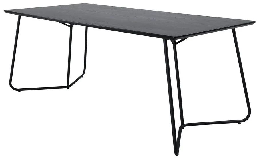 Τραπέζι Dallas 1721, Μαύρο, 75x90x190cm, Ινοσανίδες μέσης πυκνότητας, Φυσικό ξύλο καπλαμά, Μέταλλο | Epipla1.gr